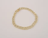 Heavy Signed Vintage Solid 14K Yellow Gold 7.9mm Wide Flat Curb or Cuban Link Bracelet w/ Safety Catch  8 5/16"