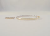 Vintage Italian 14K White & Yellow Gold Bangle Bracelet set w/ a Sparkly .36 Carat Round Brilliant Diamond 7"