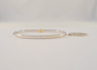 Vintage Italian 14K White & Yellow Gold Bangle Bracelet set w/ a Sparkly .36 Carat Round Brilliant Diamond 7"