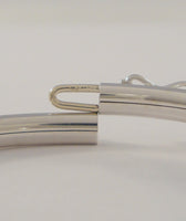 Vintage Italian 14K White & Yellow Gold Bangle Bracelet set w/ a Sparkly .36 Carat Round Brilliant Diamond 7"