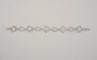 Signed Vintage Sterling Silver Open 17.5mm Modernist Geometric Square & Oval Link Bracelet 7.5"