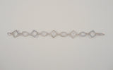 Signed Vintage Sterling Silver Open 17.5mm Modernist Geometric Square & Oval Link Bracelet 7.5"